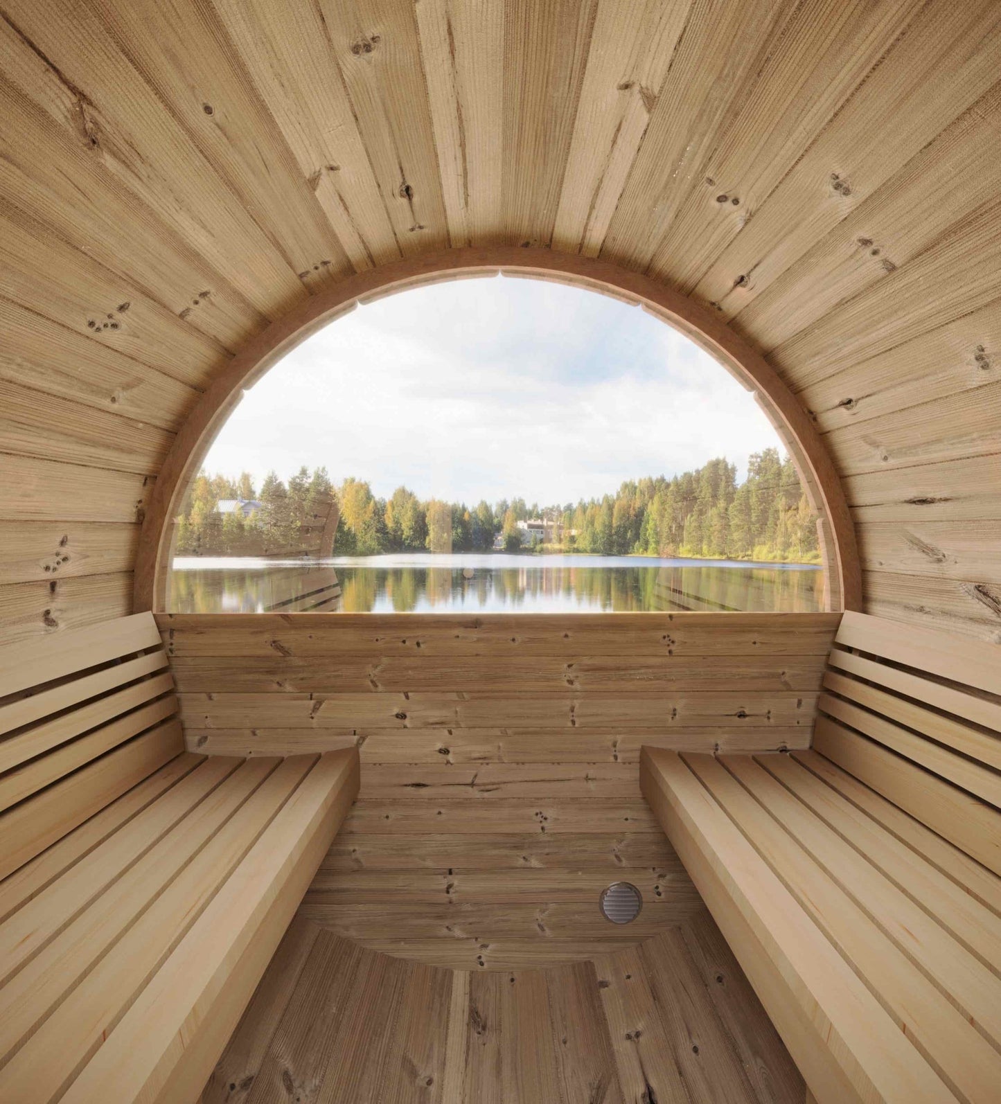 SaunaLife Model E8W Sauna Barrel w/ Rear Window – 6-Person ERGO Series